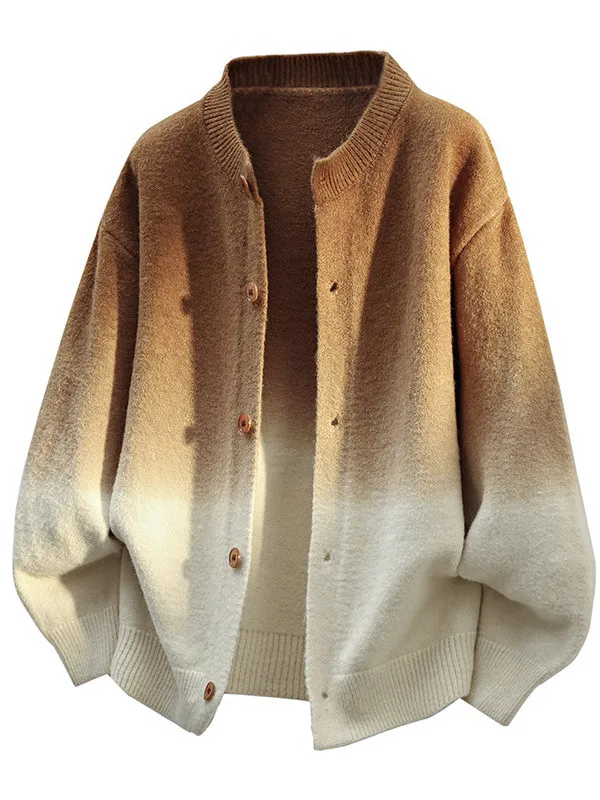 

Свободный крой, окрашенный в винтажном стиле, мужской трикотаж, открытый кардиган, повседневный длинный светящийся круглый свитшот на осень-зиму