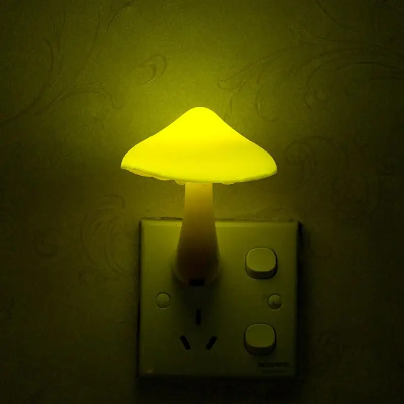 Mini LED Night Lights Mushroom Shape Automatic Sensor Bedroom Decor US Plug Wall Lamps for Kid Children's Room Bedside Lamp