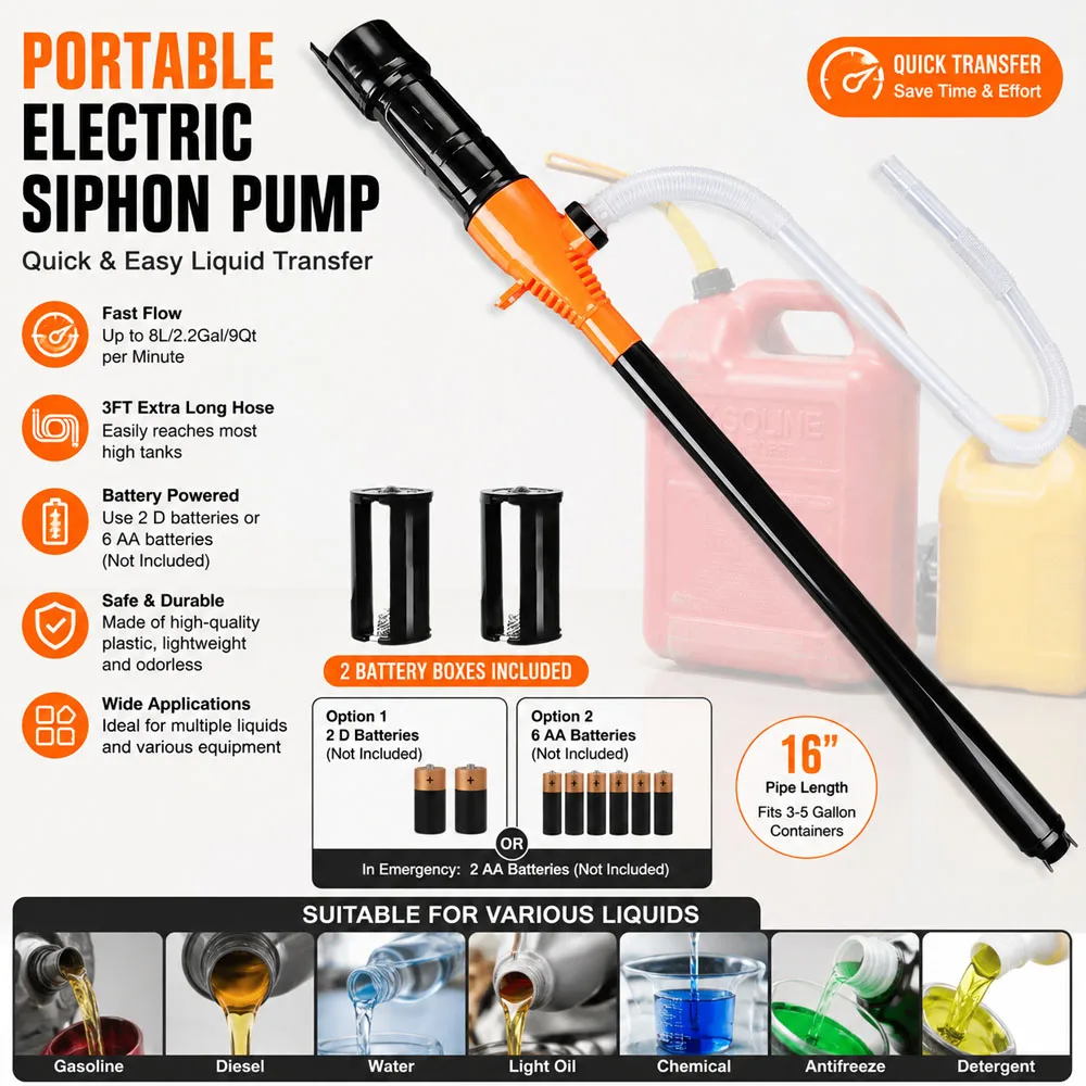 For SUV Truck RV Boat Water And Oil Absorption Electric Automatic Vacuum Pumps Fuel Tank Tools Car Gas Oil Pump