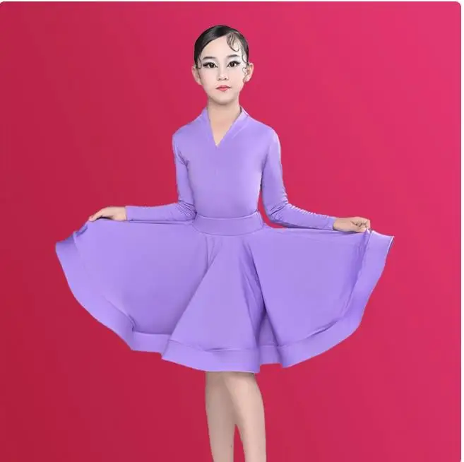 

Girls Professional Latin Dancing Dress Kids Ballroom Salsa Dance Wear Clothing Children's Competitions Latin Stage Wear Clothes