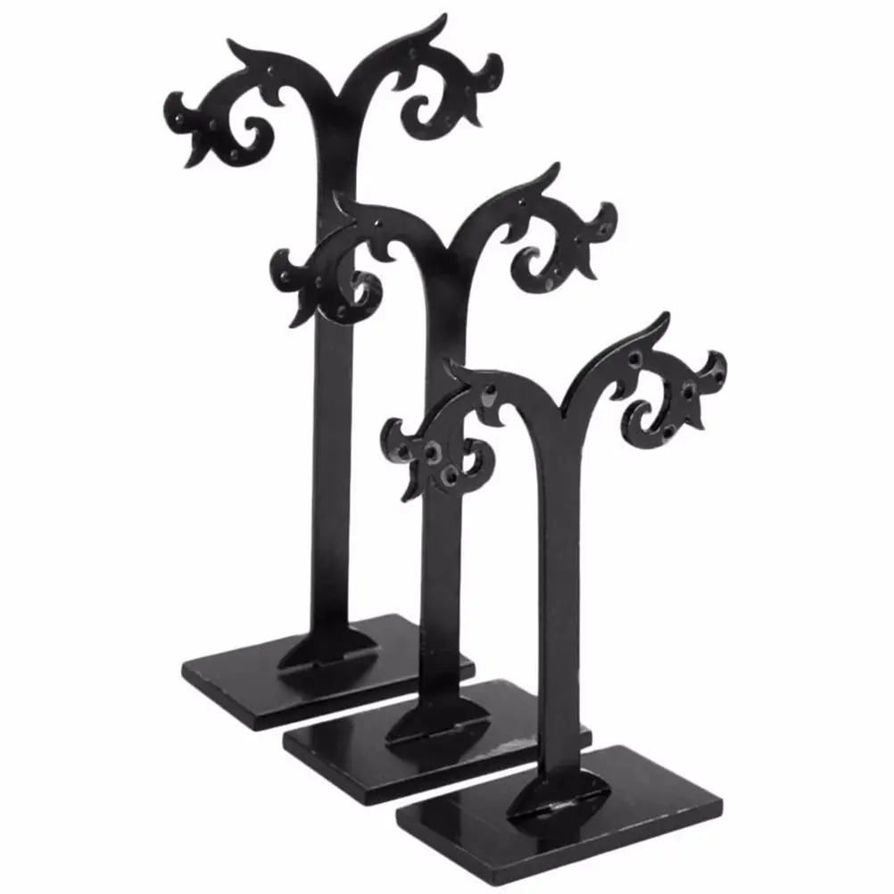 

3Pcs Acrylic Earrings Stand Holder Black T-Shape Ear Stud Display Rack Jewelry Organizer for Earrings Bracelets Keys Jewelry