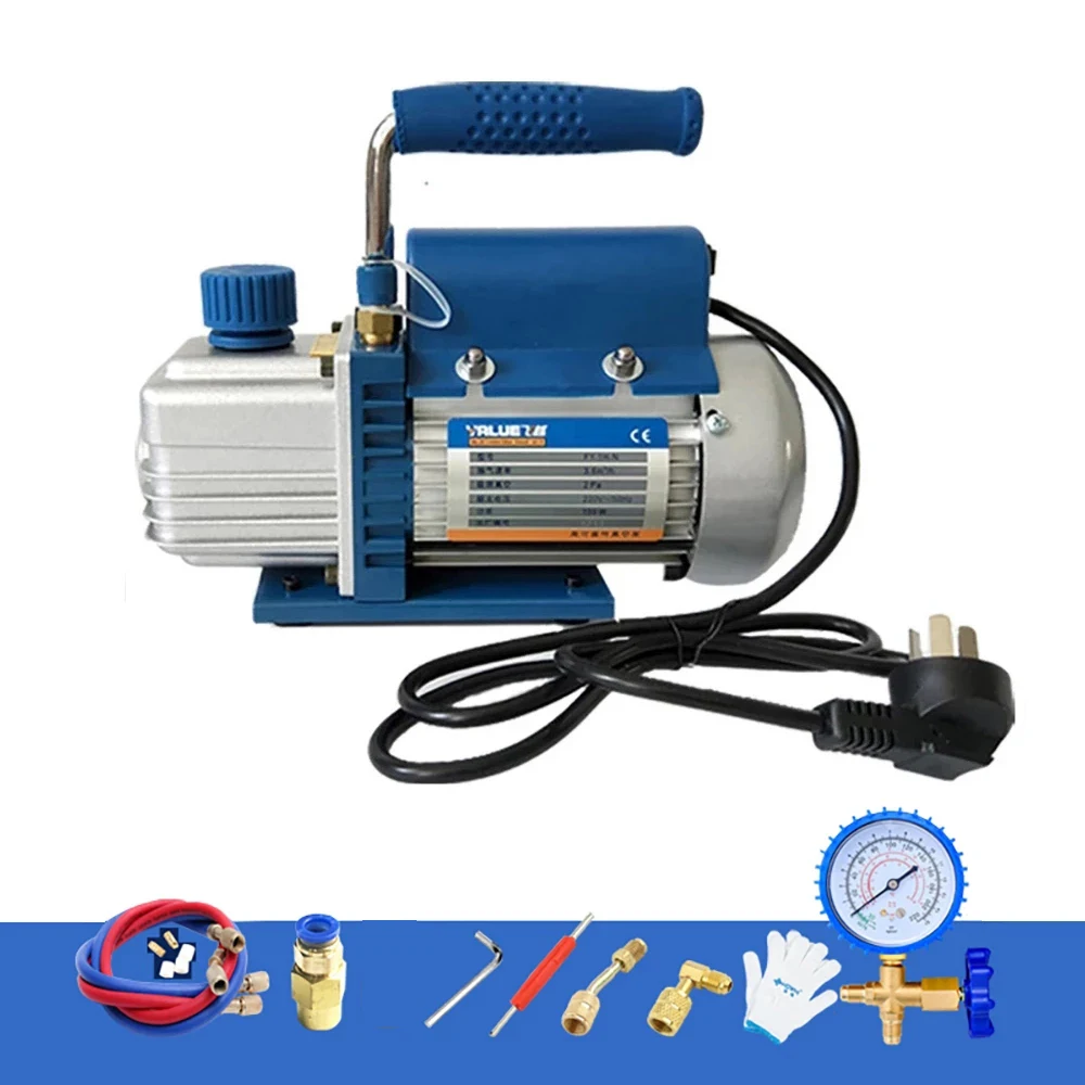 VALUE 220V Refrigerant Vacuum Pump Rotary Vane Single Stage Air Vacuum Pump 1P Air Conditioning Pump R410A R410 R134a R22