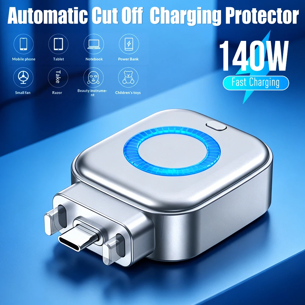 140W Type-C Fast Charging Data Cable Separator Anti-Overcharge Intelligent Auto Stop Separator for Home Office & Outdoor Travel