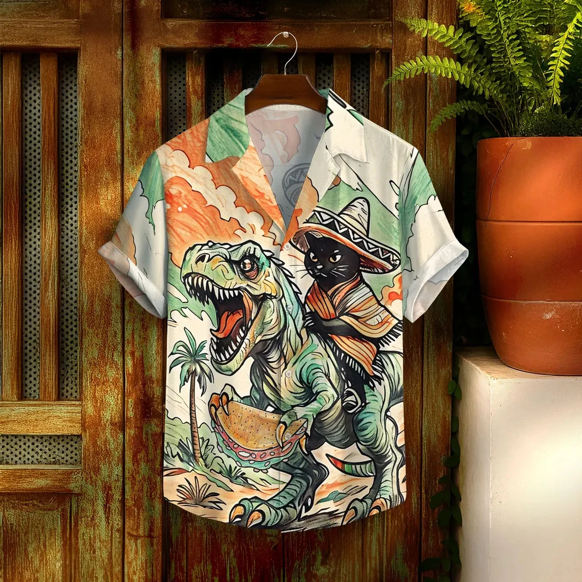 

Гавайские рубашки с забавным мультяшным динозавром и 3D принтом, гавайские мужские блузки с короткими рукавами, тропические пляжные вечерние блузки, новые модные топы унисекс