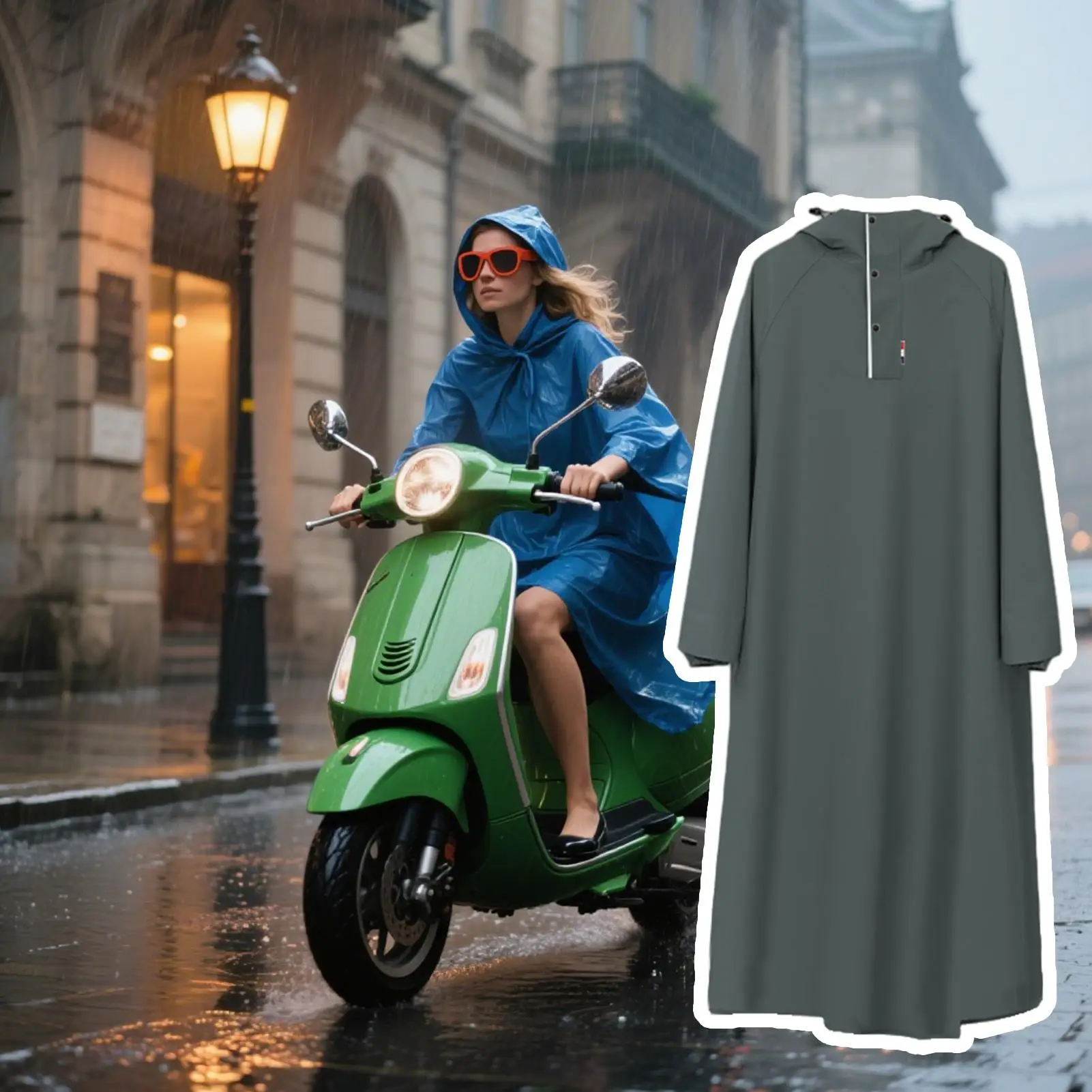 

Poncho Rain Cycling Raincoat With Hood Reusable Long Motorcycle Rain Poncho For Men Women Scooter Fishing Camping Outdoor