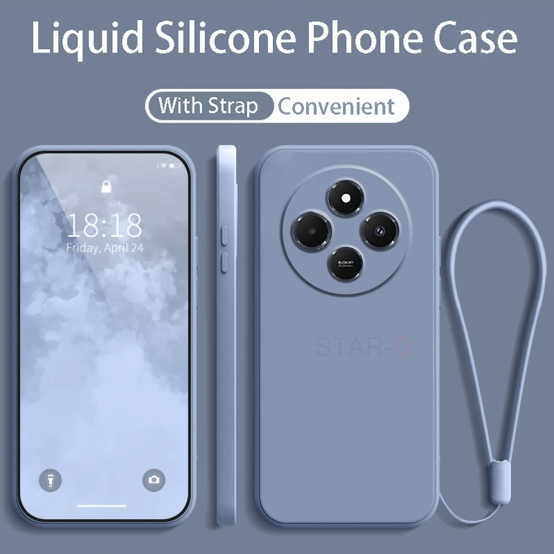 PocoC75 PocoC65 الأصلي حزام السائل سيليكون جراب هاتف ل Xiaomi Poco C75 C71 C65 C61 C55 C51C50 C40 الحبل الغطاء الخلفي C 75 #1