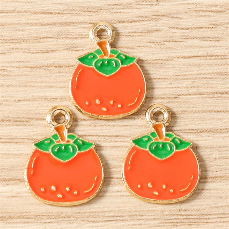 10 Stück Niedliche Gemischte Frucht-Anhänger aus Emaille, Lebensmittel-Motive: Pfirsich, Orange, Kirsche, für Schmuckherstellung, Halsketten, Ohrringe, DIY-Bastelgeschenk – Detail 14