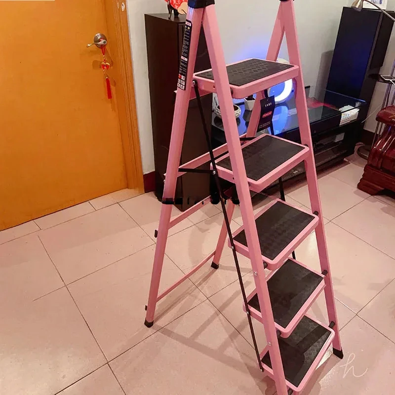 Non-slip Home Step Ladders Multi-functional Thickened Steel Pipe Shrinking Step Stools Climbing Stairs Indoor Folding Ladder