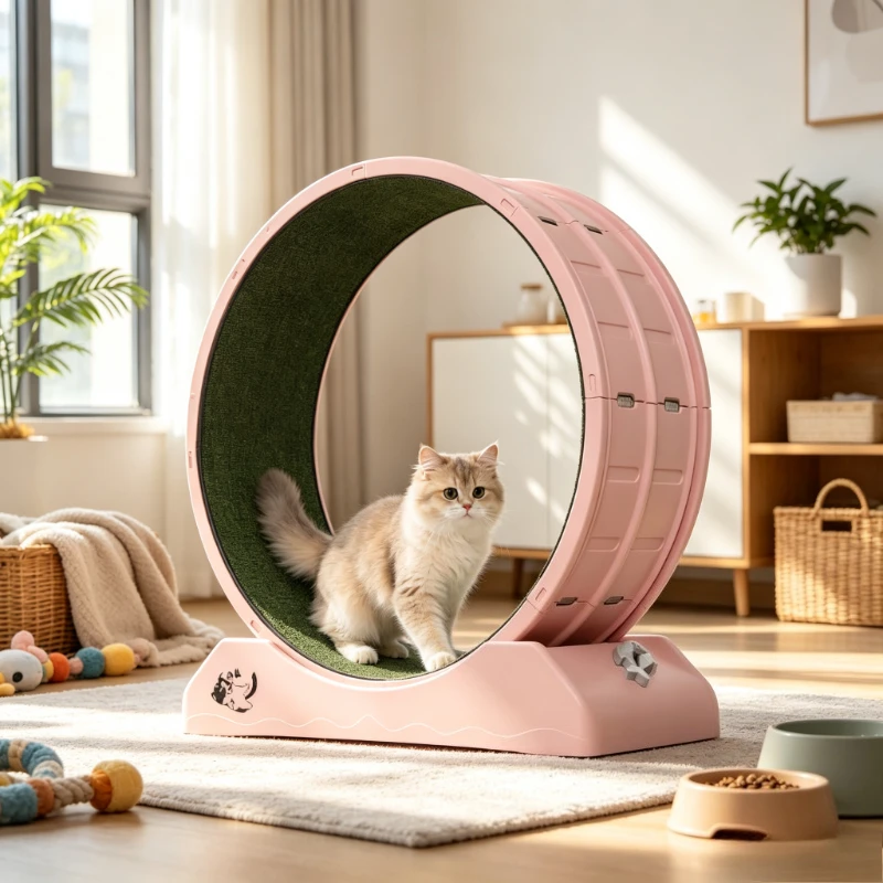 Cat Exercise Wheel Plastic Low Noise Running Wheel with Scratch Board for Indoor Cats Activity Training Home Use 고양이 운동휠
