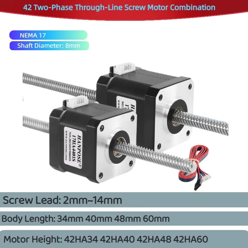 

42 Through-Type linear screw stepper motor 42HA34 42HA40 42HA48 42HA60 NEMA 17 suitable for telescopic adjustable motor