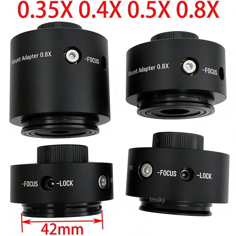 42mm-to-c-mount-035x-04x-05x-063x-08x-focusable-lock-microscope-adapter-trinocular-reduce-lens-ccd-for-olympus-microscope