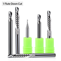 20pcs/lot 3.175/4/5/6mm Woodworking Tools Carbide Left Spiral 1 Flute End mill Cnc Router Bits Down Cut Milling Cutter for Wood