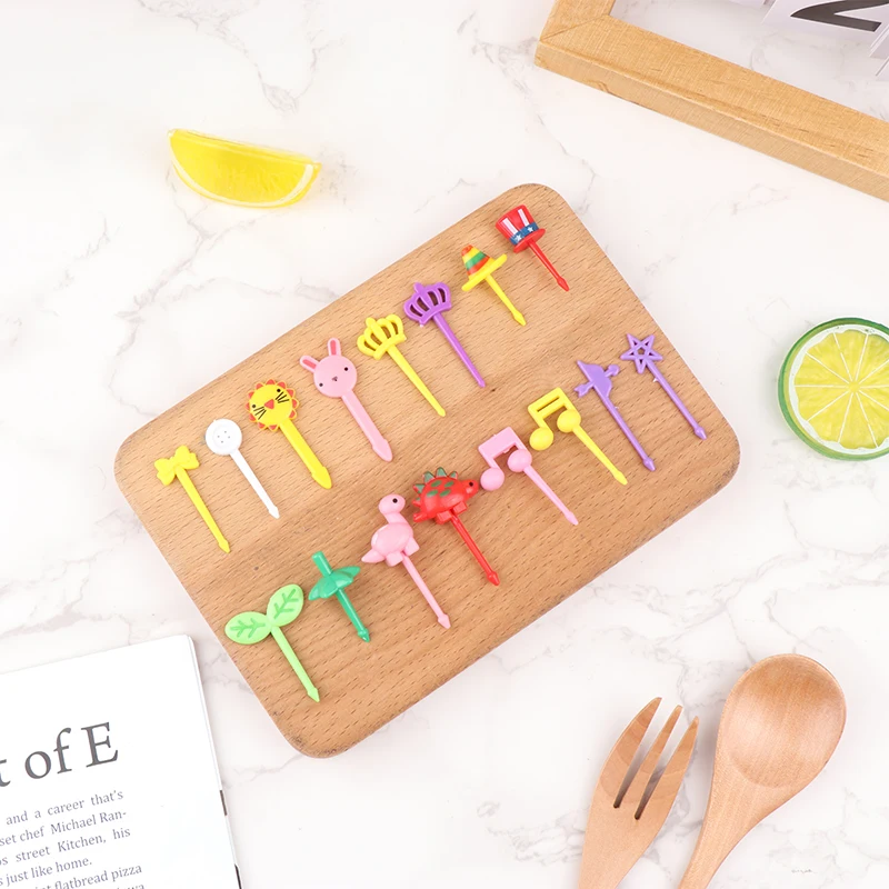 6-10PC Cute Candy Ice cream Animal Fruit Fork Kid Snack Dessert Lunch Salad Decoration Fork Toothpick Decor Cake Pick