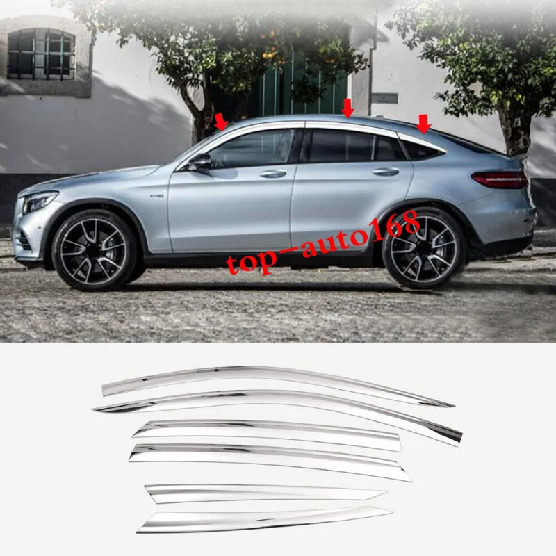 Chrome Window Visor Vent Shades Sun Rain Guard For Benz GLC-Class Coupe 2017-19