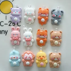 10pcs Cute Animals Fox Dog Monkey Rabbit Bear Koala Charms for Jewelry Making Resin Pendant Diy Earring Necklace Findings C1295