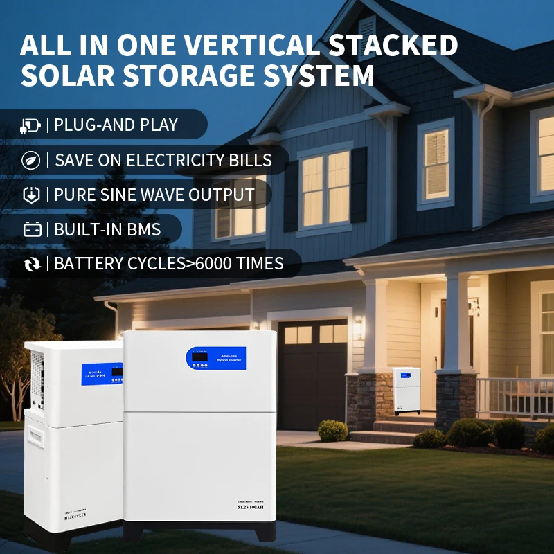 Plug And Play  System15kwh Portable Power Station Generator 5000w All In One Vertical Stacked  Home Energy Storage Sys
