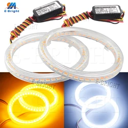 2PCS 24V 12V Angel Eyes Halo Rings White Amber 4014LED Cars Headlight DRL Driving Light 60 70 80MM 90MM 95MM 100MM 110MM 120MM