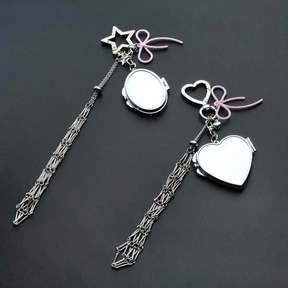 

New Lipstick Mesh Bag Key Chain Fashionable Mirror Keyring Metal Stainless Steel Mesh Bag Pendant Couple Valentine's Day Gift