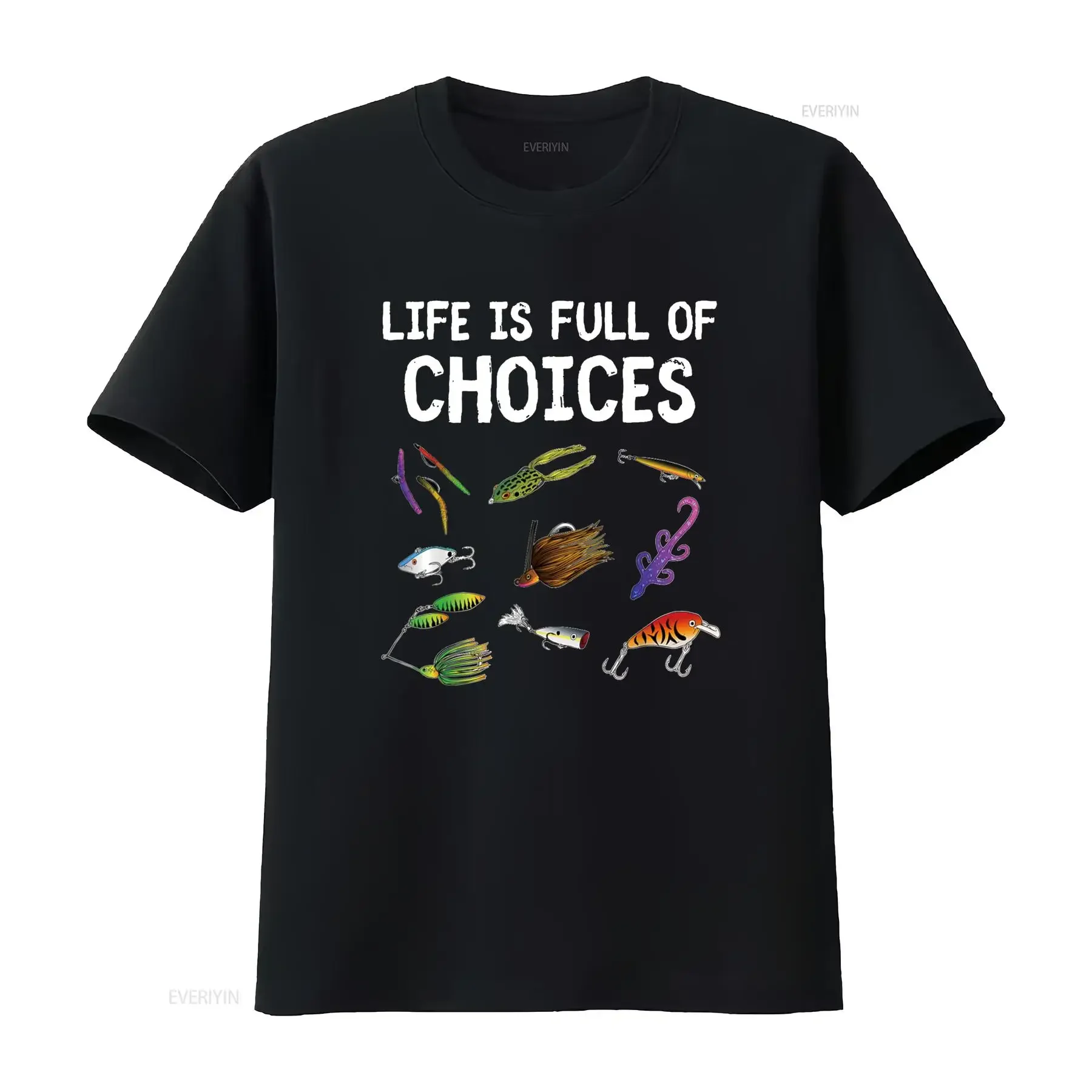Unique Bass Fishing Assorted Lures For Fisherman T Shirt vintage Washed fashion Soft homme Stretched Comfortable Slightly