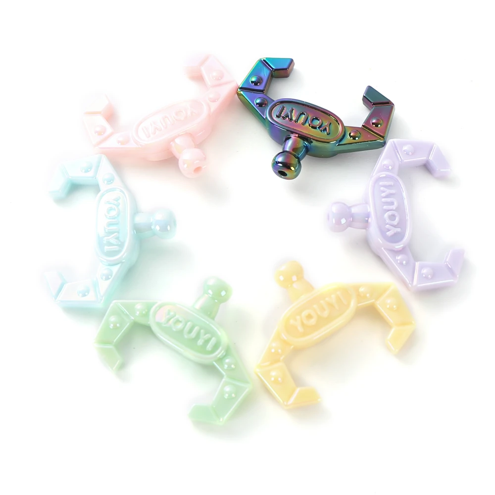 10Pcs/lot Cute Design Solid Color Letter Clip Style Acrylic Loose Spacer Beads for Jewelry Making Bracelet Beads Accessories