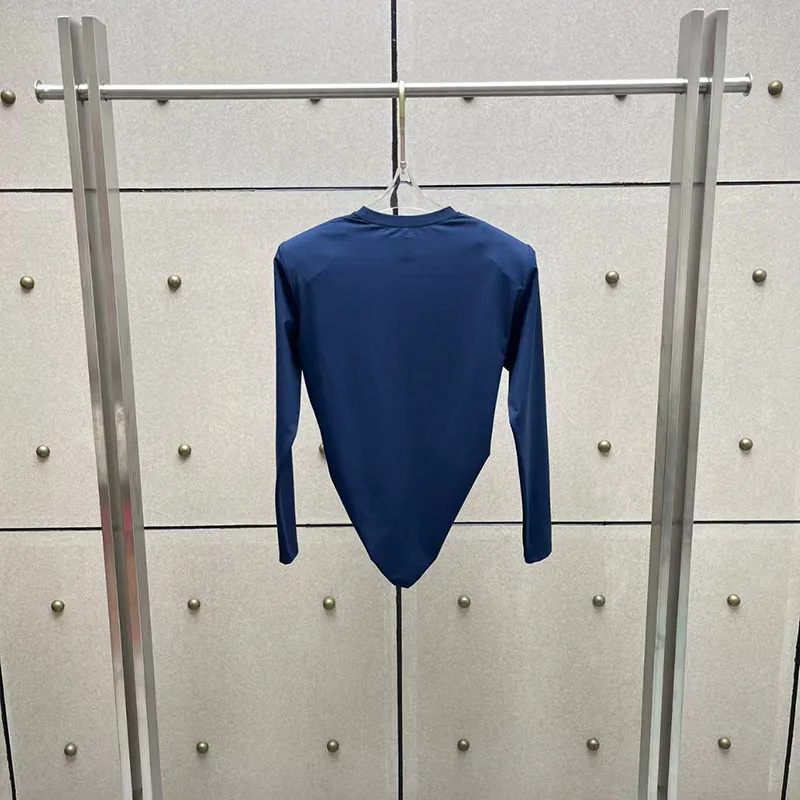 Women's t-shirt New elastic slim fit crop top for autumn 2026 Cotton blend women's long sleeved top round neck pullover corset