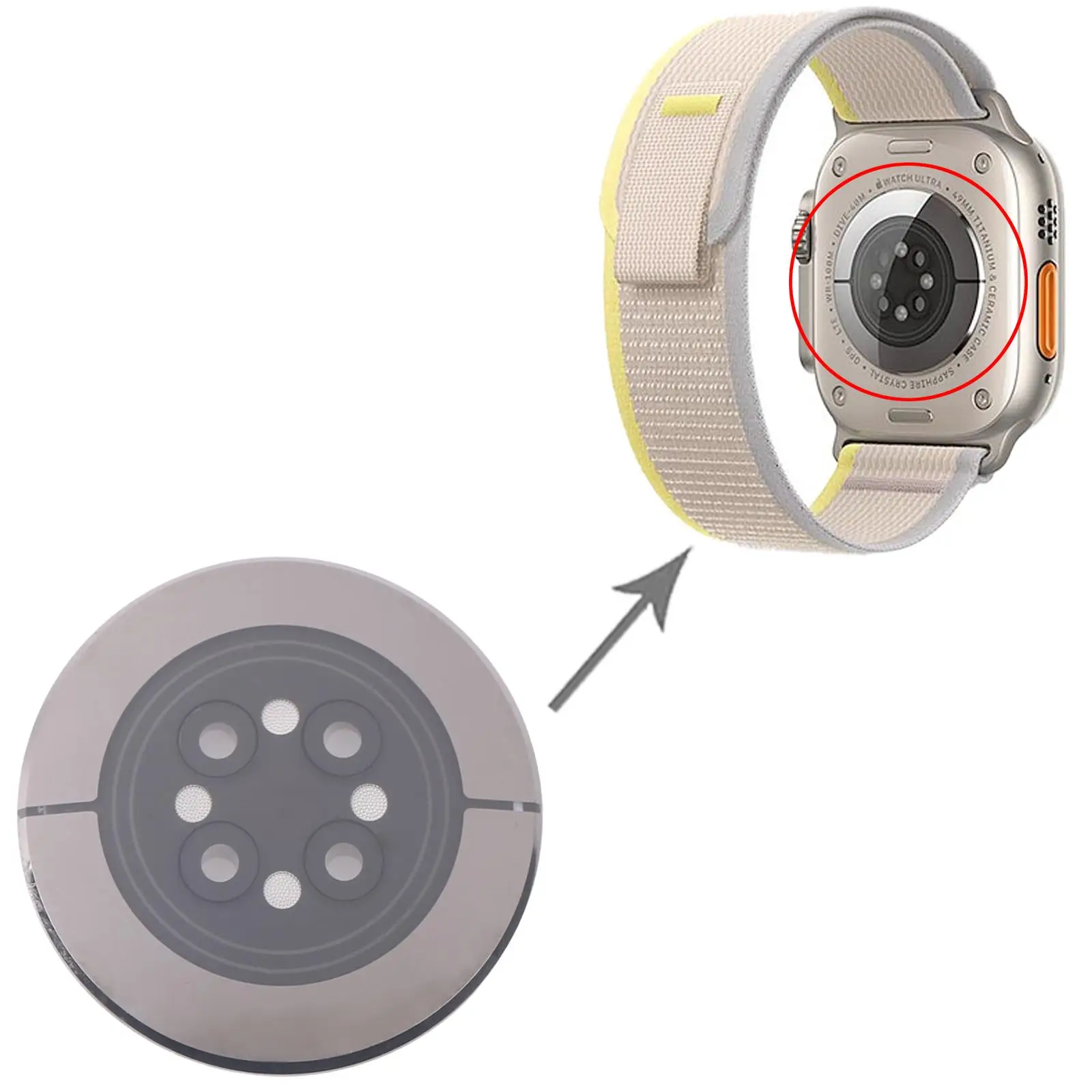 Szkło tylne do Apple Watch Ultra 1 / 2 49mm Series 4 40mm/44mm 5 40mm/44mm 9 41mm/45mm 10 42mm/46mm — zdjęcie produktu 2