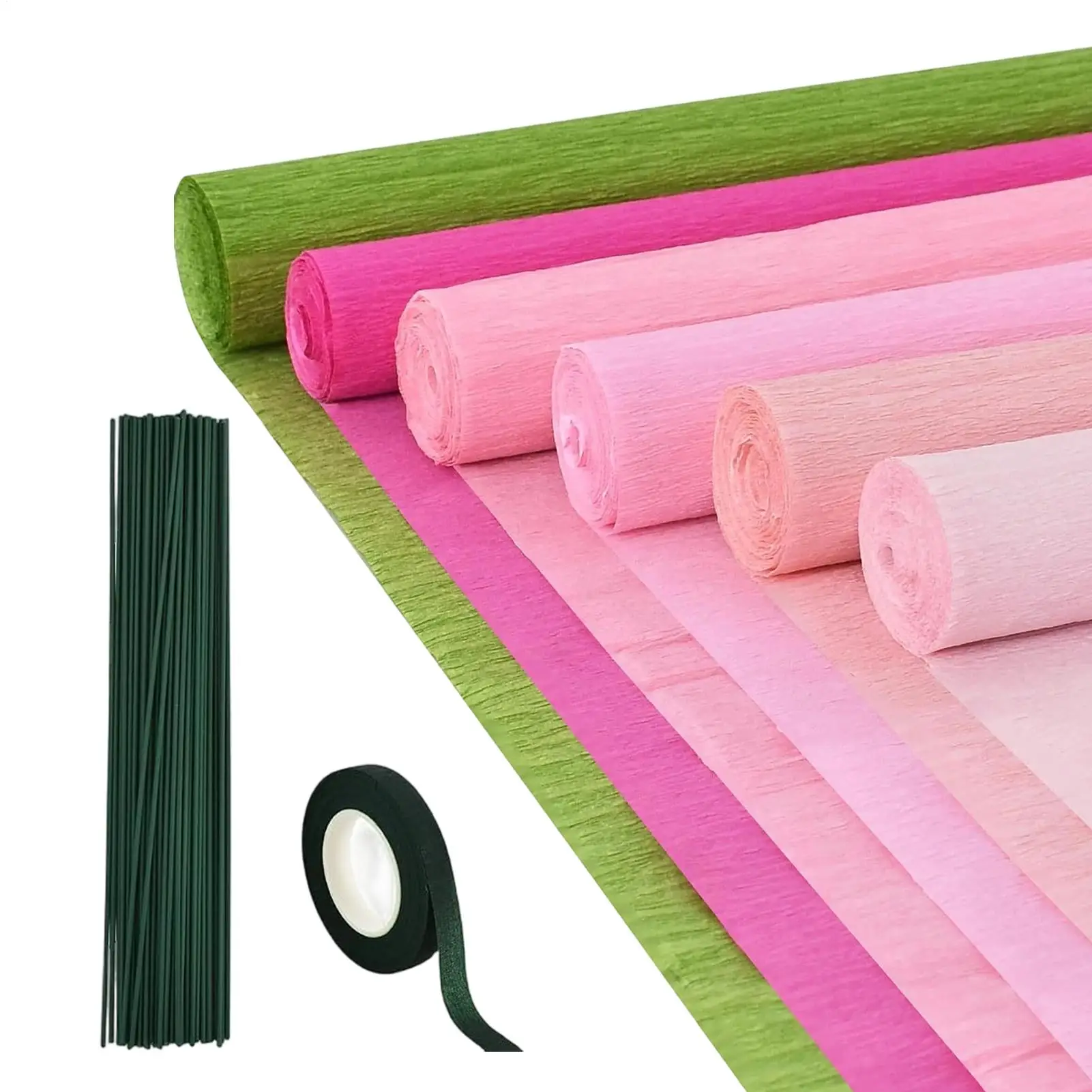 Krepppapierrollen Künstliches Lichtbeständiges Papier mit Doppelseitigem Klebeband Blumendekoration Kunstkrepp für Hochzeit Verlobung