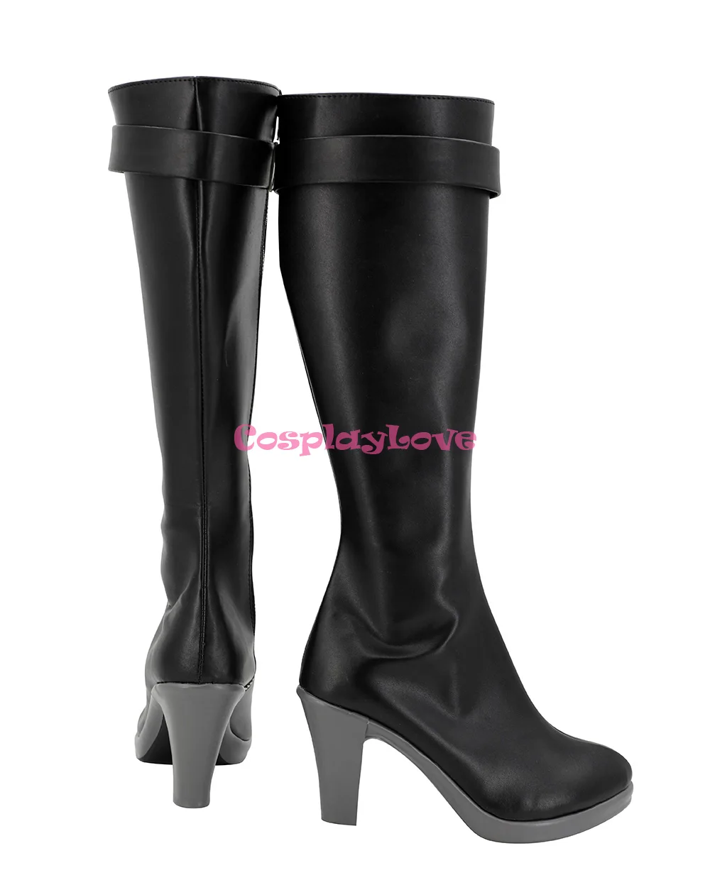 CosplayLove Persona 3 P3 Kirijo Mitsuru Nero Coslay Scarpe Stivali lunghi in pelle realizzati su misura