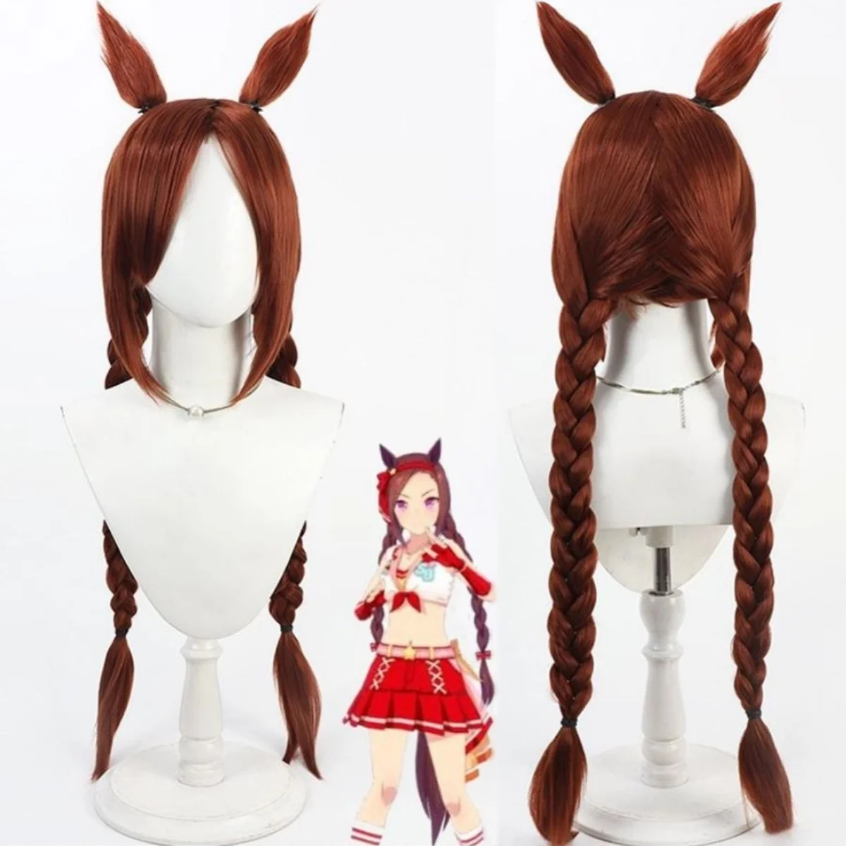 

Парик для косплея Uma Musume Pretty Derby Sakura Bakushin O, длинный плетеный парик для аниме- и игровых вечеринок