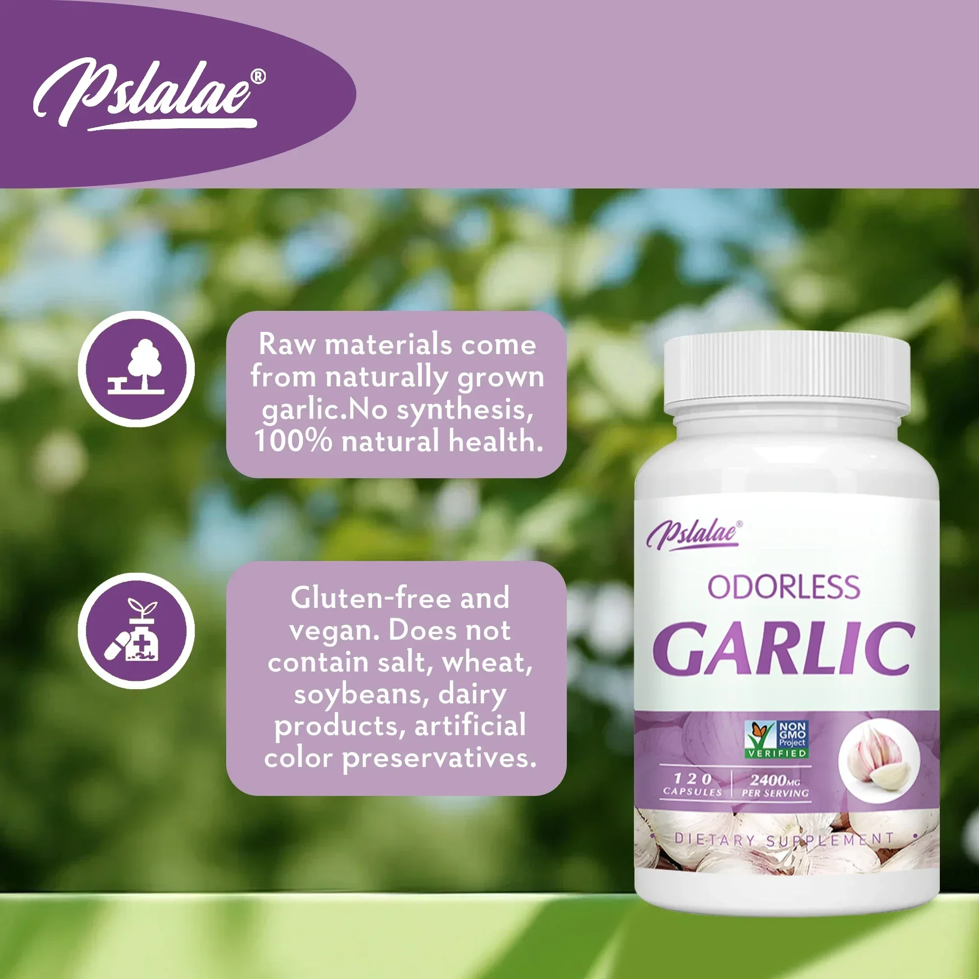 

Odorless Garlic - Powerful Antioxidant To Support Respiratory and Immune Health, Cleanse and Detoxify Supplement