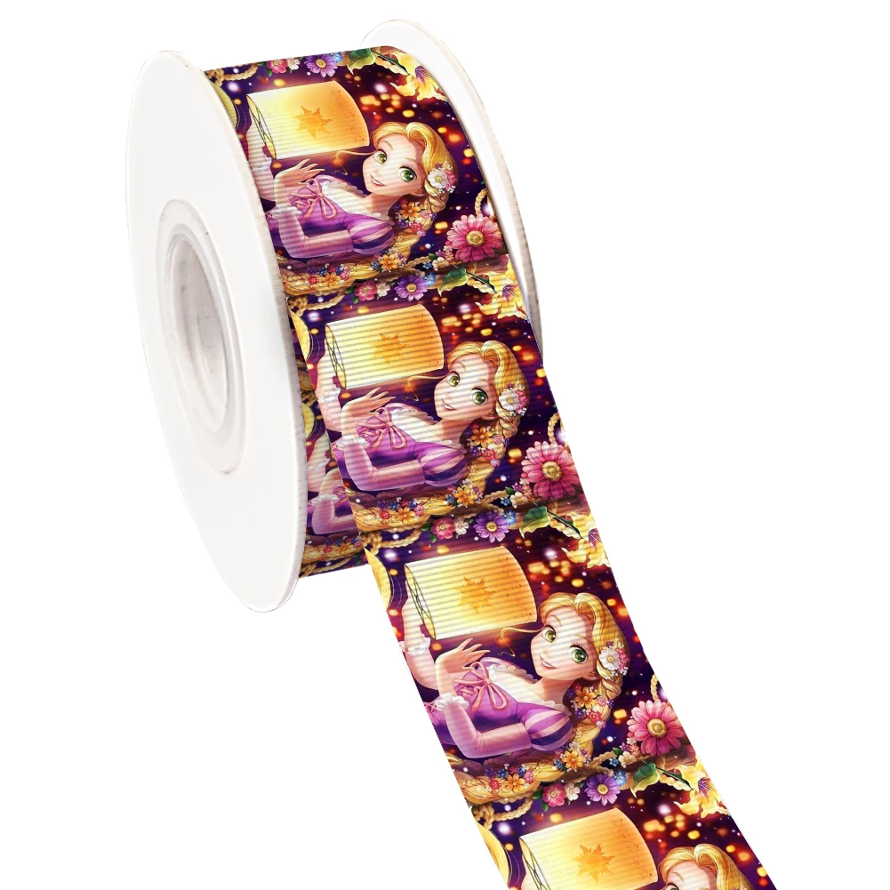 10yards Disney Princess Belle Rapunzel Character Grosgrain Ribbon Prined for Gift Decoration DIY Sewing Art Home Packing