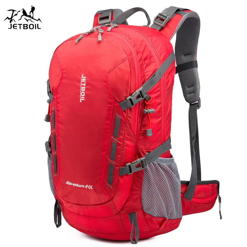 JETBOIL 40L Capacity Outdoor Sports Backpack Mountaineering Bag Waterproof Nylon Camping Bag Hiking Bag Included Rain Cover