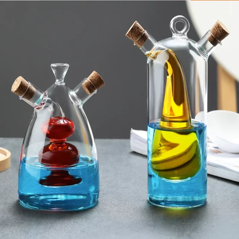 Kitchen Storage Sealed Bottles, Double-layer 2-in-1 Glass Bottles, Oil, Vinegar, Sauce, Seasoning Bottles, Kitchen Tools