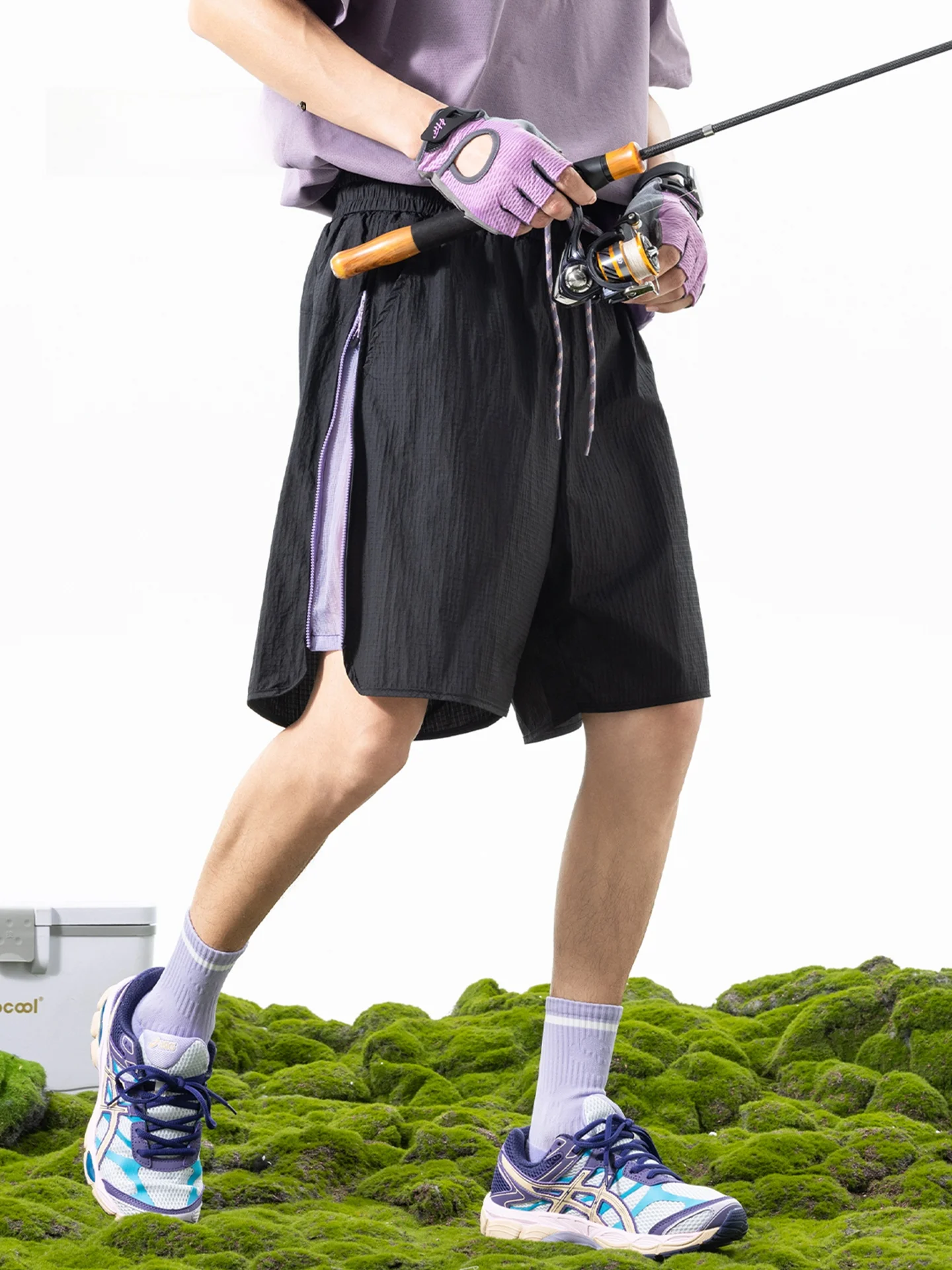 

Mmopotop American Style Loose Straight Leg Summer New Ice Silk Paratrooper Five-Quarter Shorts Men's Embroidered Casual Sport...