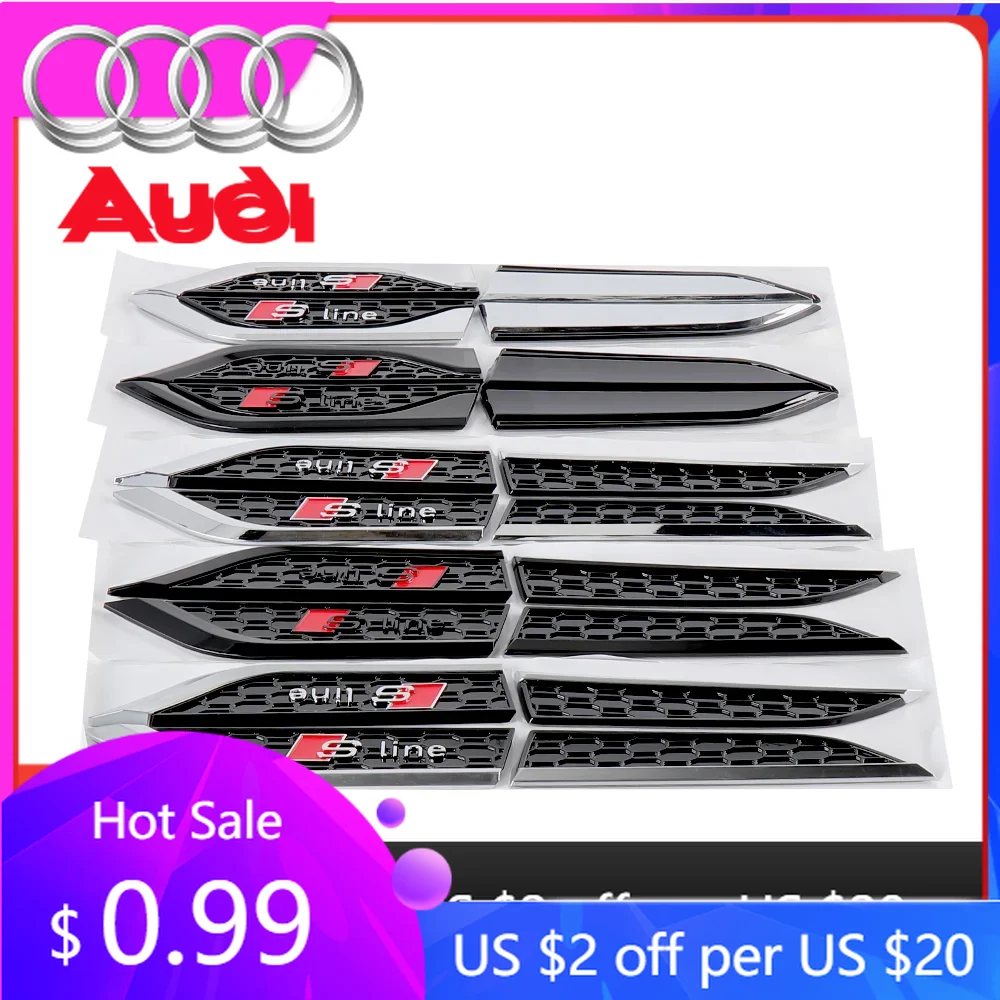 

Автомобильная наклейка, хит продаж для Audi 2025, 2 шт., 3D наклейки из АБС-пластика, боковая эмблема на крыло автомобиля для Audi A3 A4 A5 A6 A7 A8 A1 A2 Q2 Q3 Q5 Q7 Q8