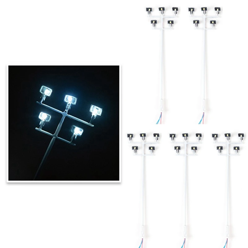 5PCS HO Scale รุ่น Lighting Tower 3V รถไฟรถไฟ LED Plaza โคมไฟอาคารทิวทัศน์ชุดอุปกรณ์เสริม