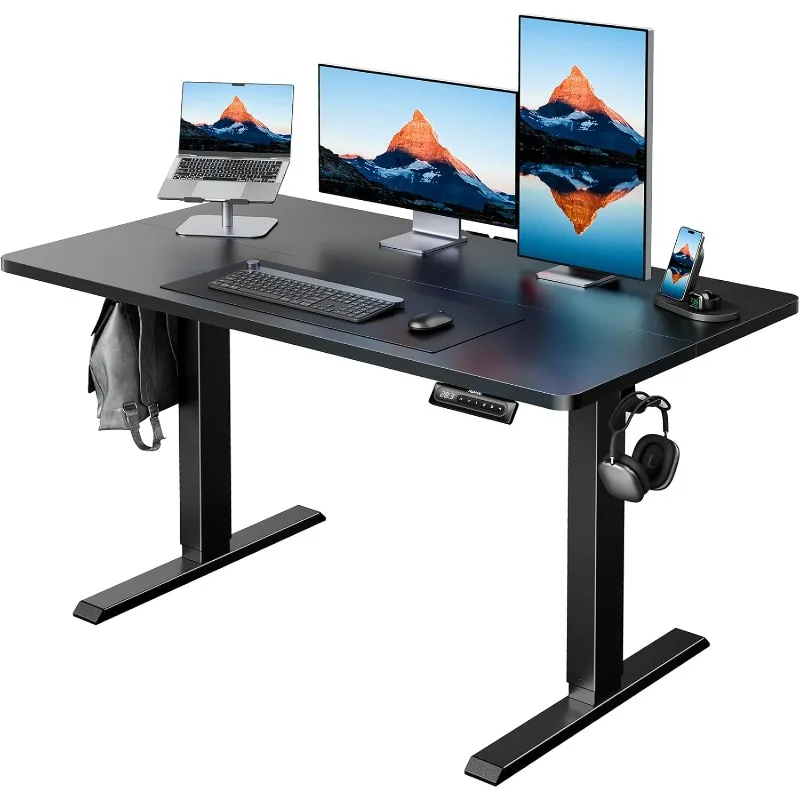 Altura ajustável Electric Standing Desk, Headphone gancho, Cable Manager, Sit Stand Up Desk, 4 configurações de memória