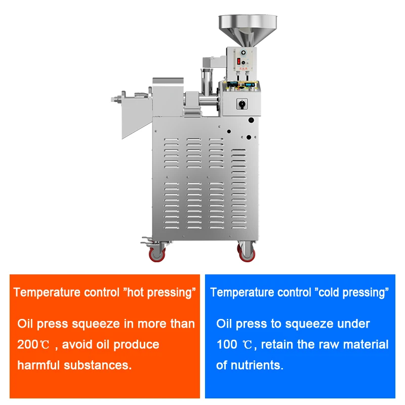 Commercial Intelligent Electric Stainless Steel Oil Press Machine 15-25kg/h Hot Cold Oil Extractor High Yield Frying Equipment