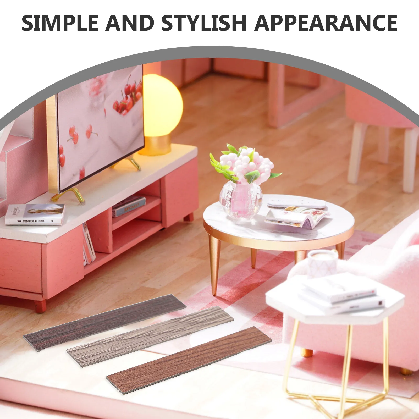 

30Pcs Miniature Flooring Panels Wood Grain Herringbone Pattern Peel Stick DIY Mini House Accessories Dollhouse Floorboards