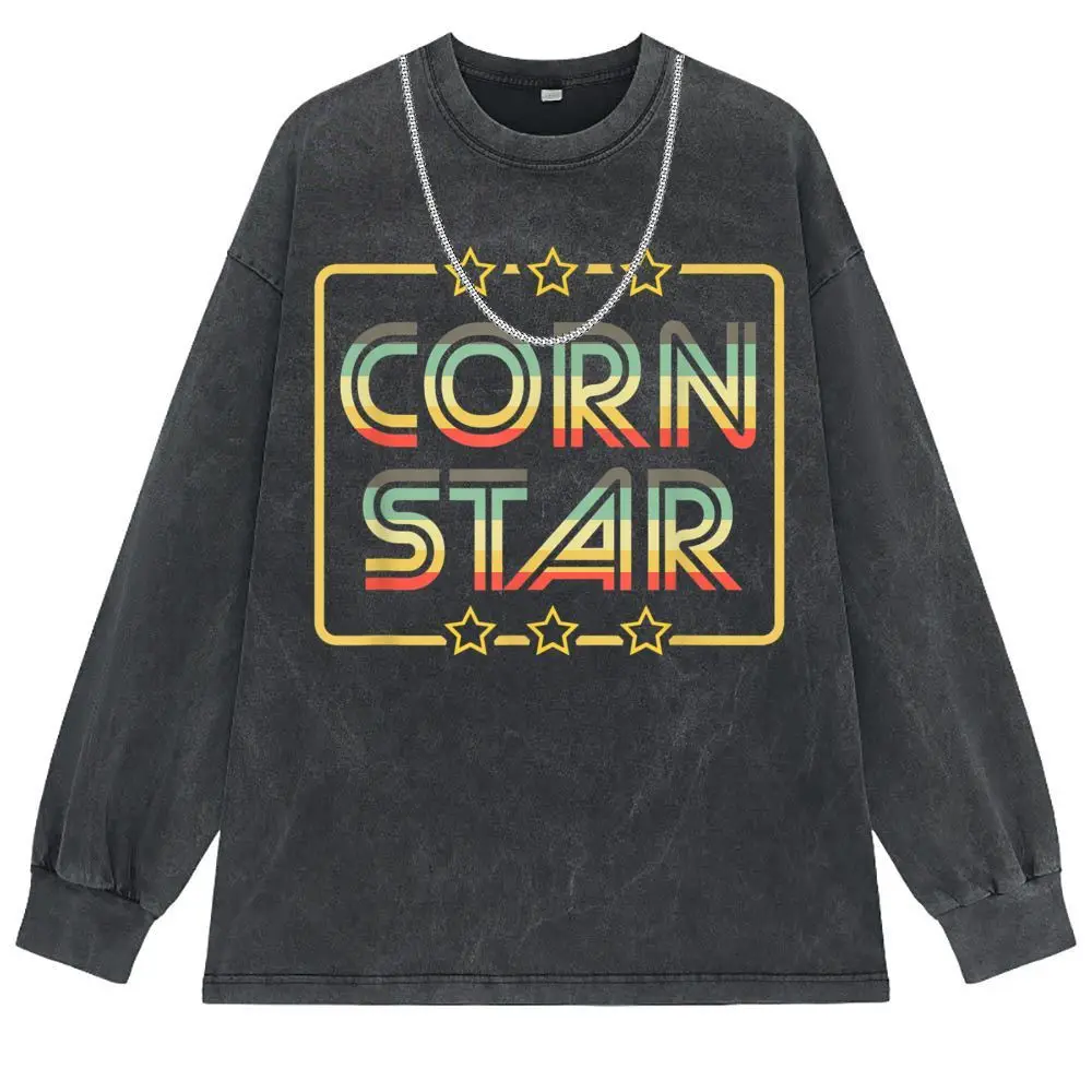 Corn Star Men Retro T-shirts Unisex Vintage Cotton Sweatshirts Summer/Autumn Tshirts Man Long Sleeve Tees 2023 New Sweatshirts