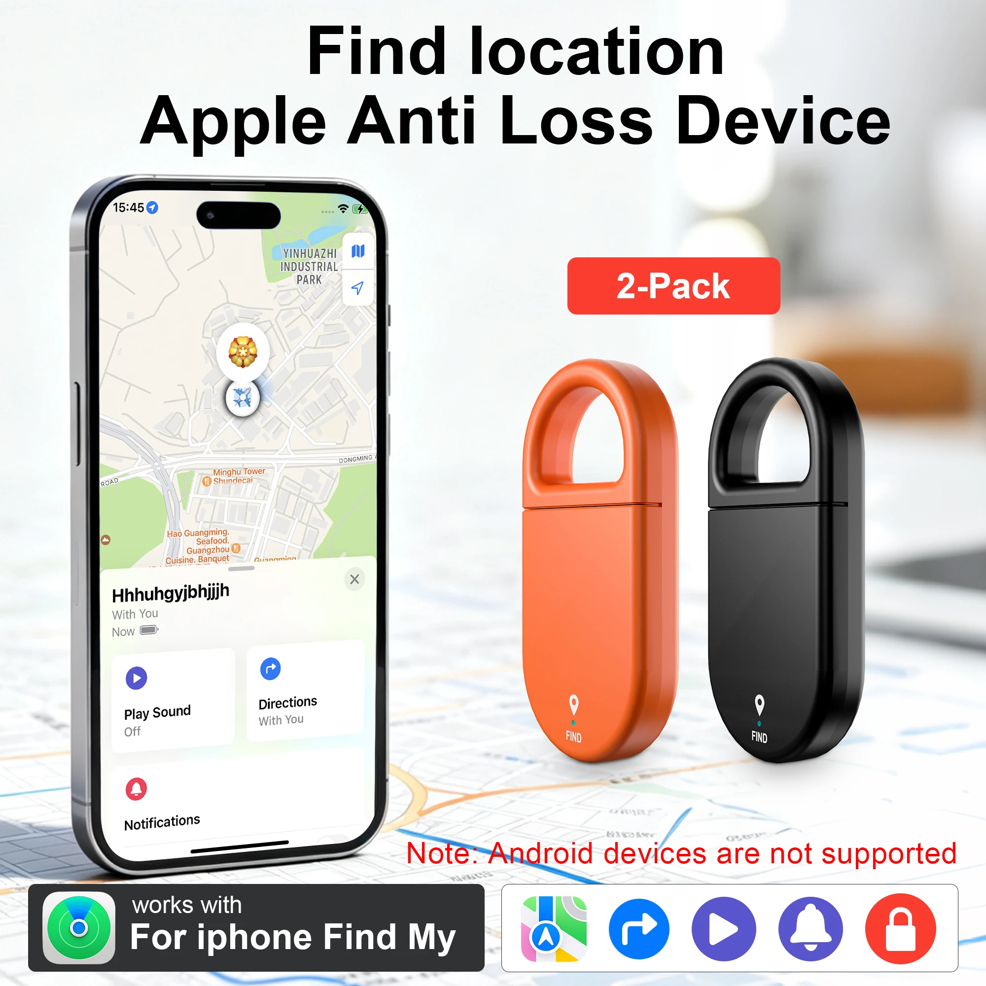 Portable Keychain Tracker Works with Apple Find My Global Positioning Anti Lost Locator for Keys Bags Suitcase Car
