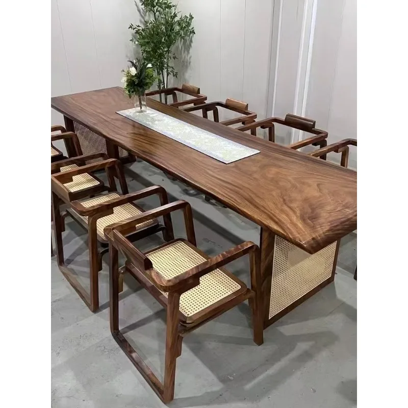 New walnut rattan braided surface special-shaped table legs solid wood bracket base table foot dining table support log