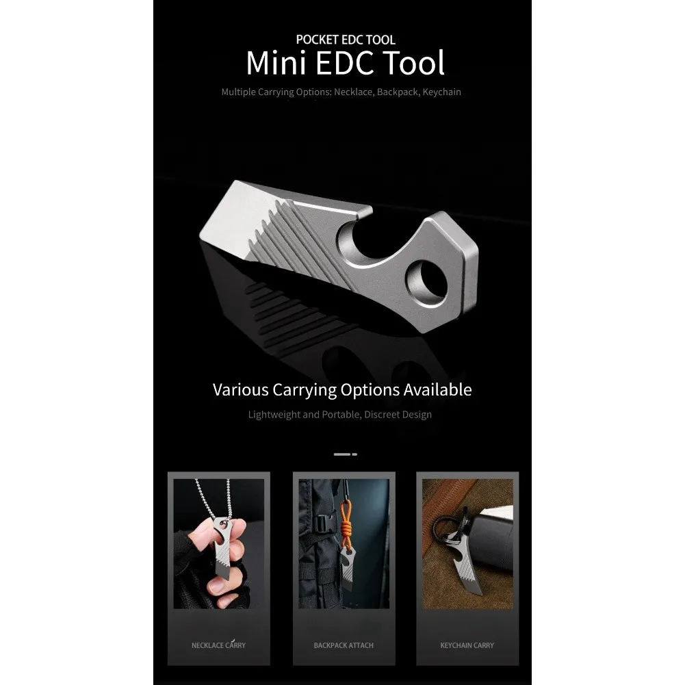 Compact Multi Tool Pocket Pry Bar Lightweight Alloy Construction Pre-drilled Attachment Hole For Opening Bottles