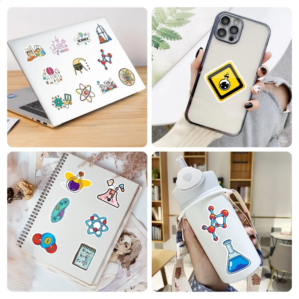 10/30/50PCS Cartoon Science Laboratory Stickers Pack Laptop Phone Skateboard Motorcycle Car Waterproof Sticker for Kids Toy Gift