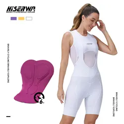 HISERWA Women Cycling Bib Shorts Pro 6 Hours Elastin Pad MTB Road Bike Tights High Quality Breathable Slim Fit Cycling Shorts