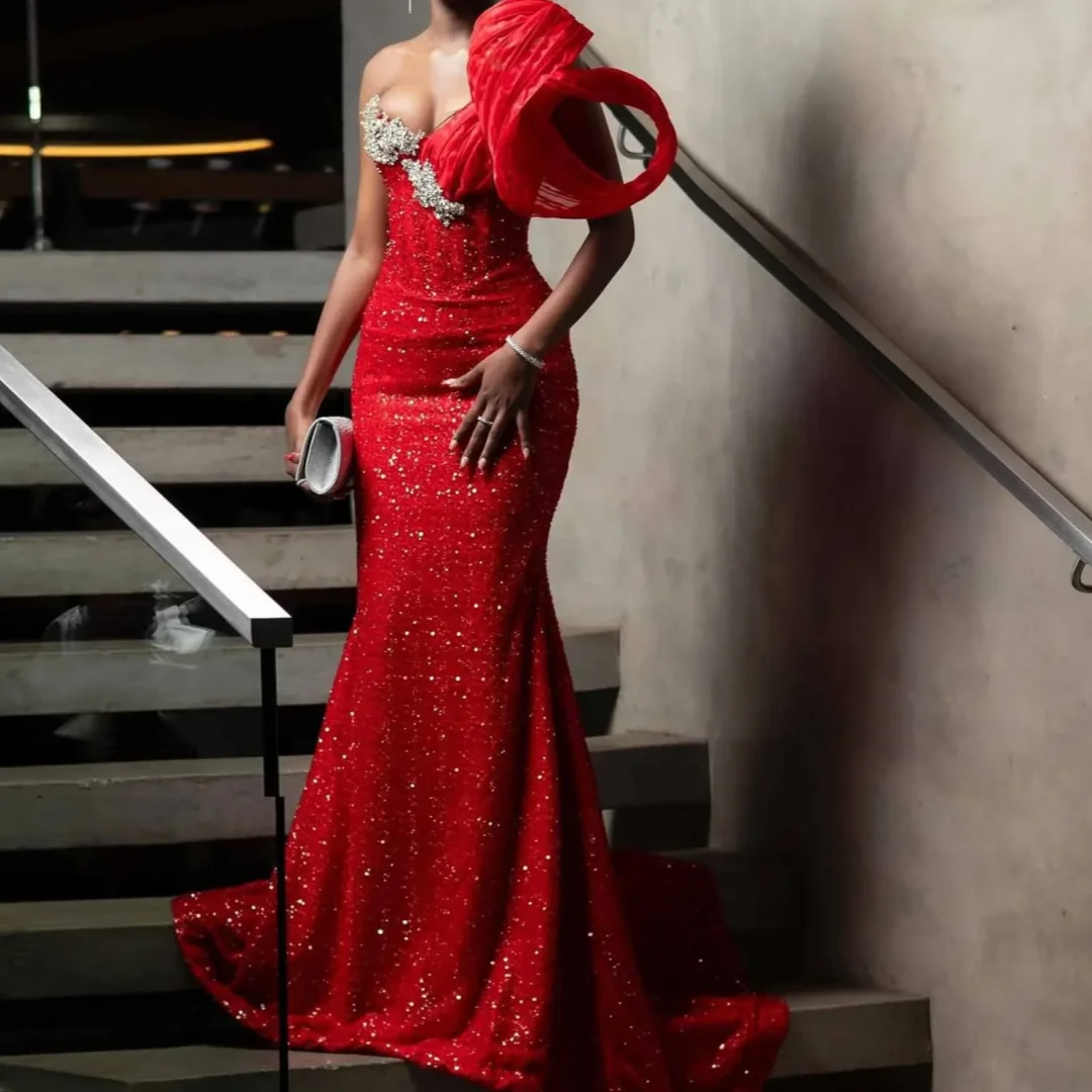 

Красное платье для свадебного приема с блестками и бисером, черные вечерние платья для девочек на день рождения, африканское вечернее платье по индивидуальному заказу