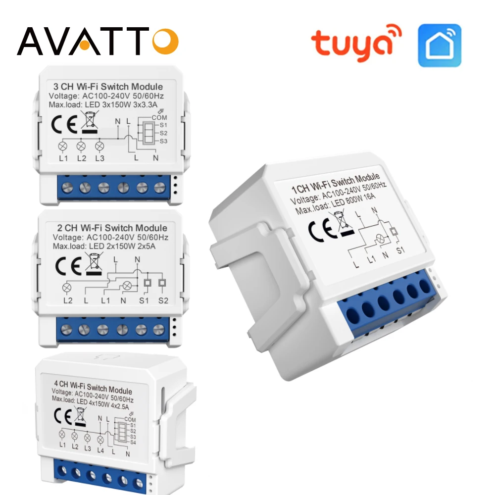 AVATTO Smart WiFi Module,DIY Light Switch Module Smart life APP Remote Control,Work for Alexa Google Home