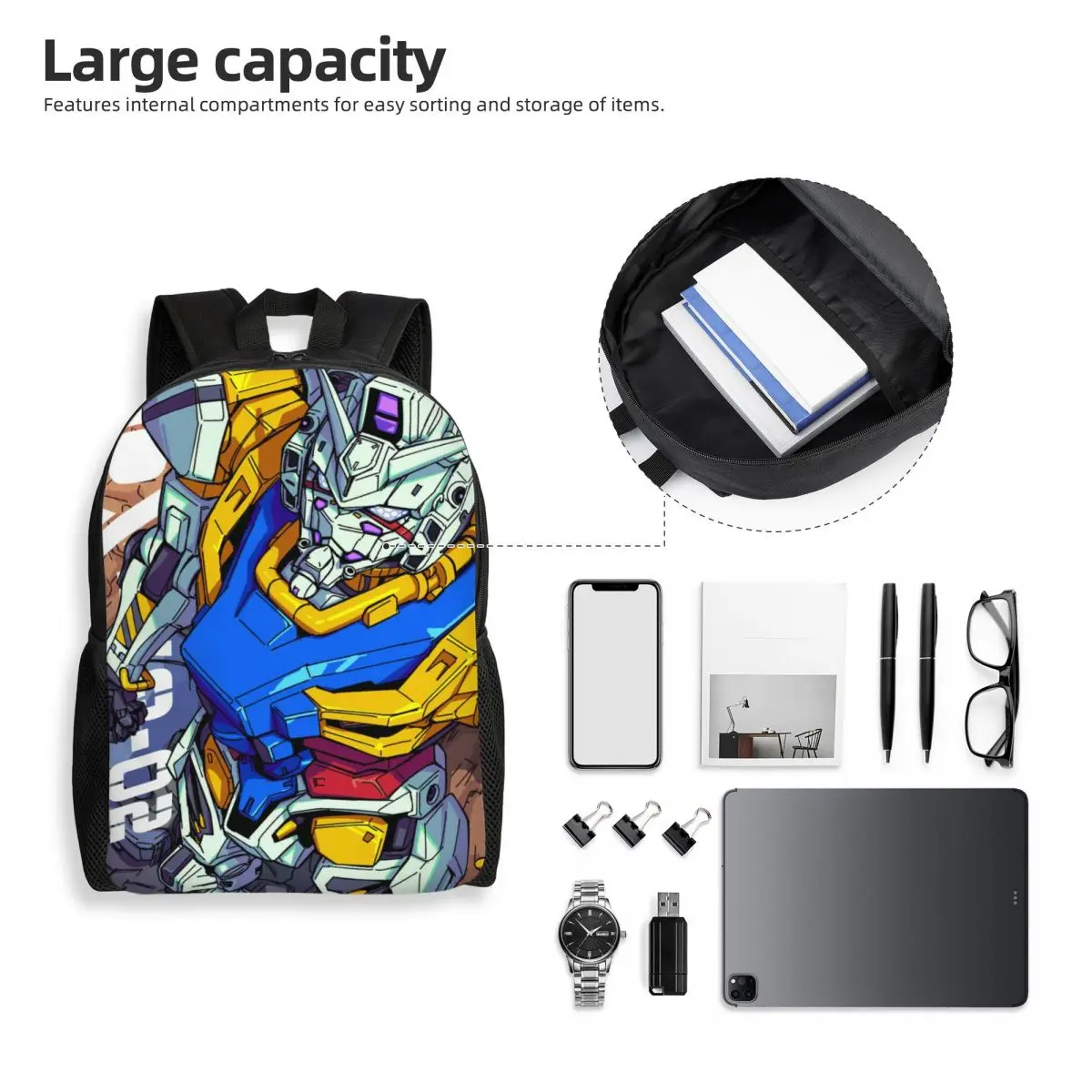 Personalizado gundames celulares terno mochila em quadrinhos para meninos meninas faculdade escola sacos de viagem das mulheres dos homens bookbag se encaixa 15 Polegada portátil