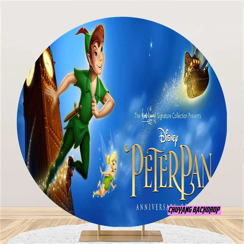 Tinker Bell Peter Pan Princess Circle Backdrops Photography Round Background Photo Studio Baby Shower Birthday Party Wall Covers