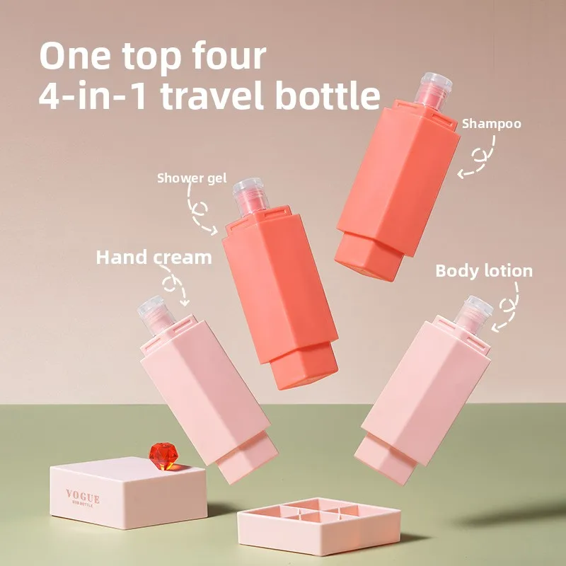 4-in-1 Travel-Size Sample Bottles for Hair and Body Care: Portable Cosmetic Bottles for Shampoo, Lotion, and Toiletry Bags